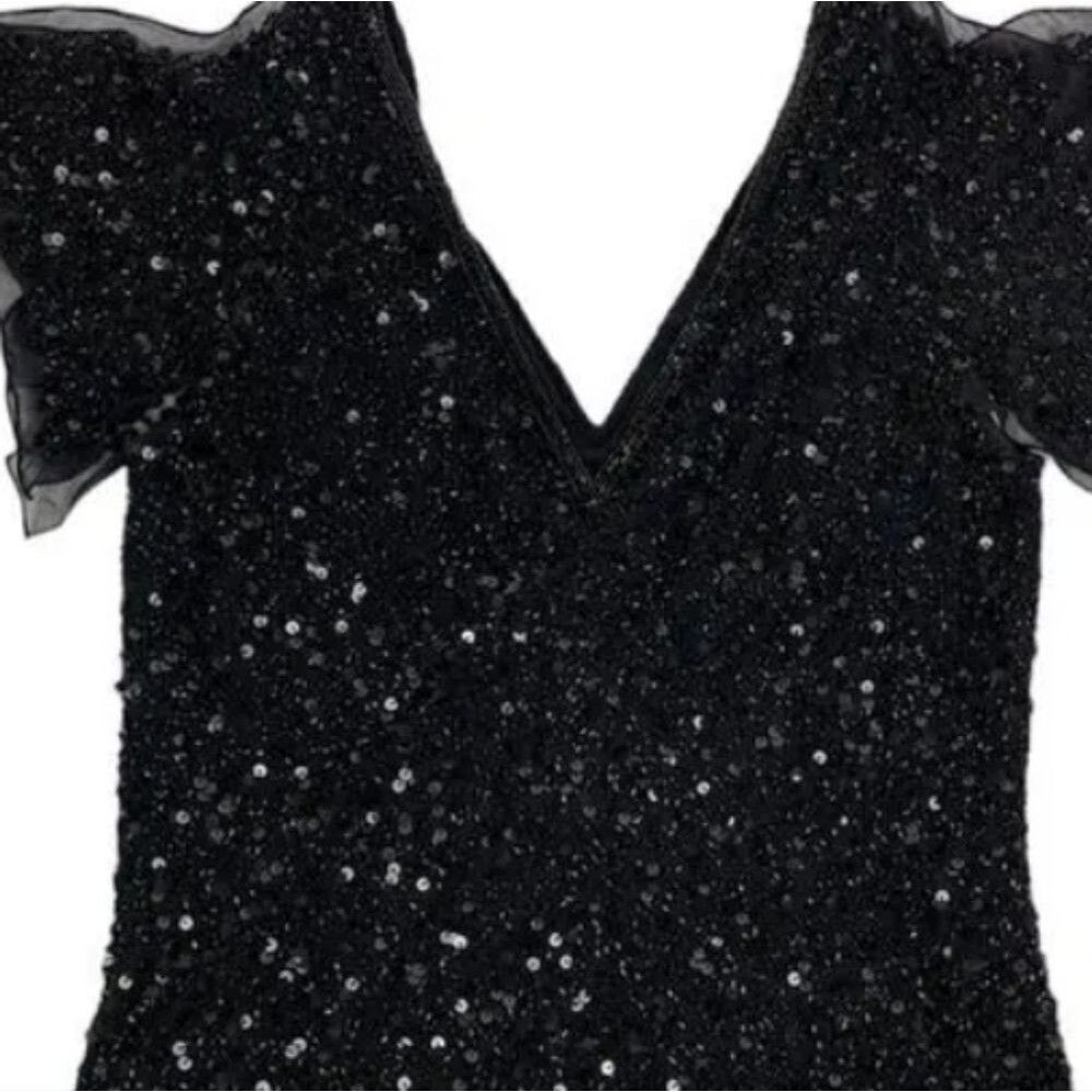 VINTAGE Adrianna Papell Size XL Top Elegant Black Sequin Womens Blouse Dressy - Picture 9 of 16